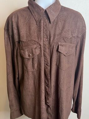 Outback Trading Company Brown Paisley Western Shirt - Classic Long Sleeve